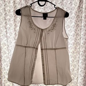 Women's white embroidered button-down top